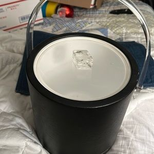 Mid-modern Bucket Brigade leather and acrylic ice bucket